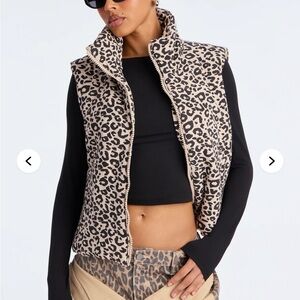Lana leopard print puffer vest
